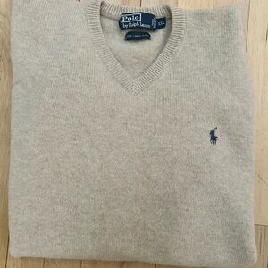Polo by Ralph Lauren Men's Light Tan V-Neck Sweater